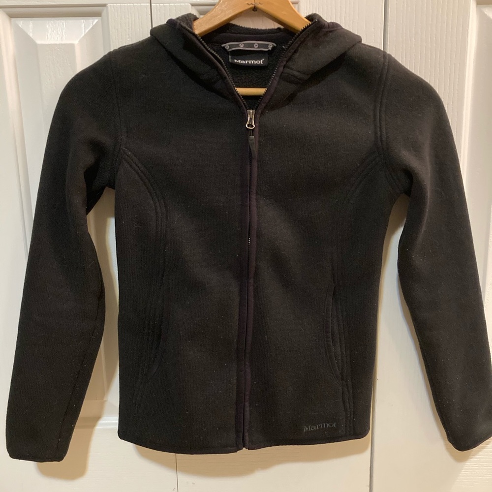 Marmot black fleece hoodie size xs
